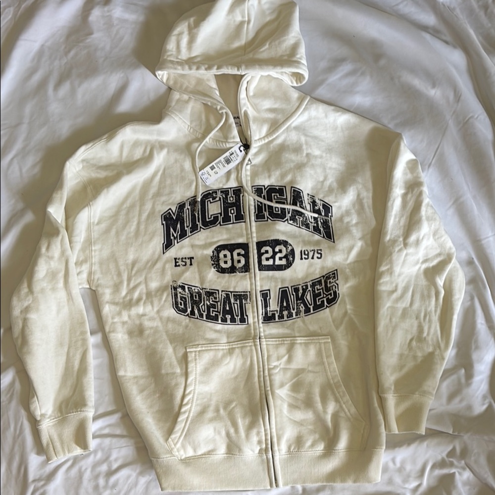 NWT Cream Garage Michigan Great Lakes Zip up Hoodie